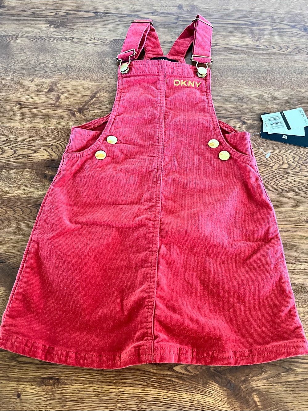 Girls(kids)size 6 DKNY Red Corduroy Overalls with Adjustable Straps NWT